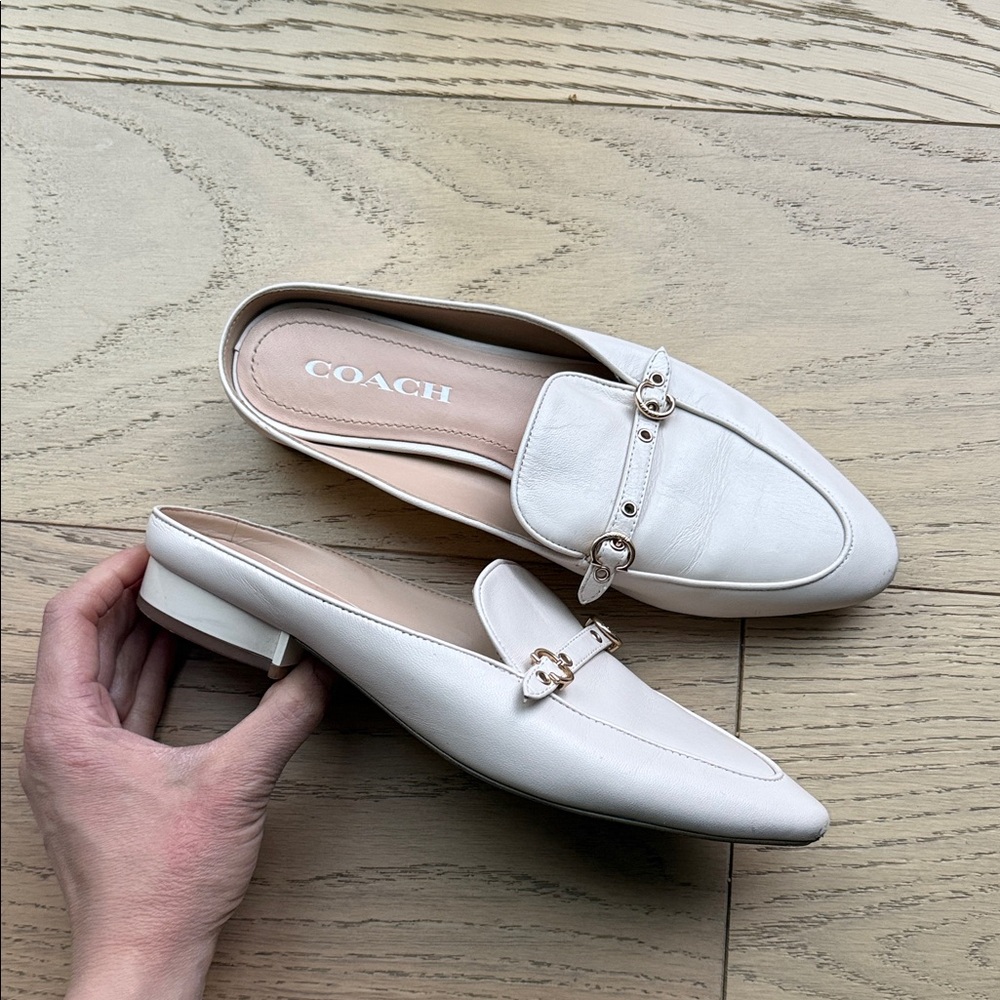 Coach Women's Cream Loafers with Gold Accents 7